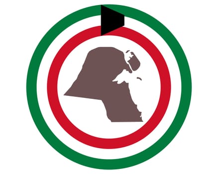 Landkarte von Kuwait auf Hintergrund mit Fahne