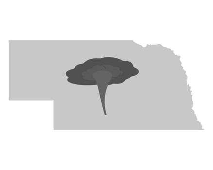 Karte von Nebraska und Tornadosymbol