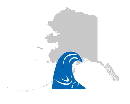 Karte von Alaska und Tsunamisymbol