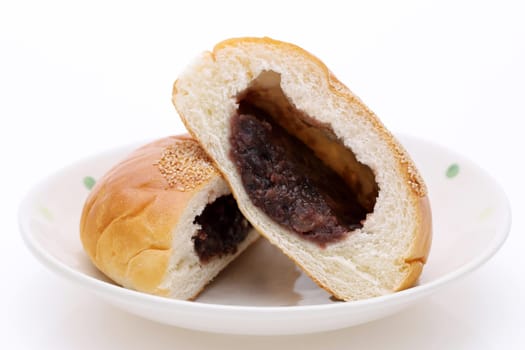 japanese red bean bread on white background, Anpan