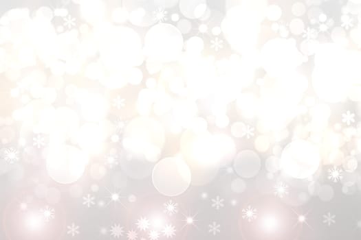 Abstract blurred festive delicate winter christmas or Happy New Year background with shiny silver and white bokeh lighted stars. Beautiful bright texture backdrop.