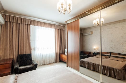 Russia, Moscow- May 21, 2019: interior room apartment. standard repair decoration in hostel