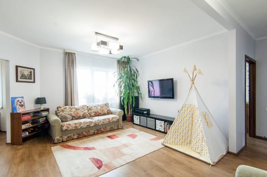 Russia, Moscow- May 21, 2019: interior room apartment. standard repair decoration