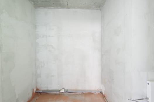 Russia, Moscow- May 21, 2019: interior room apartment. standard repair decoration. rough repair for self-finishing. finishing stage of construction