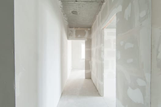 Russia, Moscow- May 21, 2019: interior room apartment. standard repair decoration. rough repair for self-finishing. finishing stage of construction