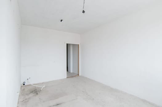 Russia, Moscow- May 21, 2019: interior room apartment. standard repair decoration. rough repair for self-finishing. finishing stage of construction