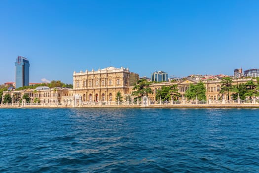 Dolmabahce Palace, view from the Bosphorus in Istanbul, Turkey.