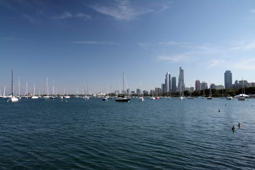 Chicago skyscrapers from the lake