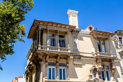 Neoclassical summer architecture built in early 20th century in the seaside town of Cascais, Portugal