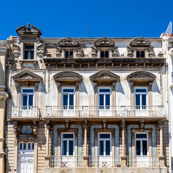 Neoclassical summer architecture built in early 20th century in the seaside town of Cascais, Portugal