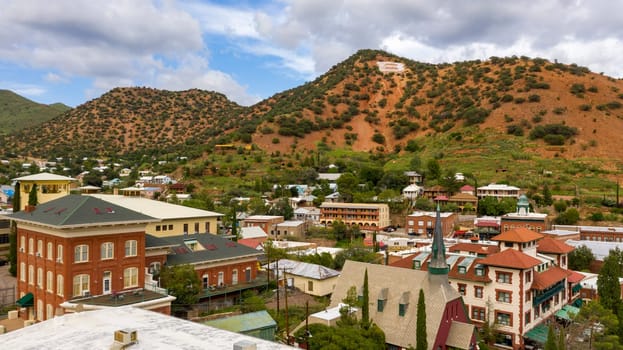 Also called Copper City Bisbee Arizona is seen here from an aerial perspective