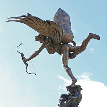 London, United Kingdom - April 04, 2010: Statue of Eros Love at Piccadilly Circus in London, UK.