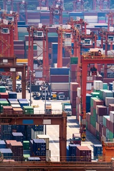 Working at Tshing yi Hong Kong Port for shipping and freight transportation and global business import and export background