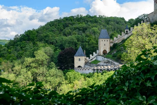 Amazing landscape of the Karlstejn Castle in Czech Republic