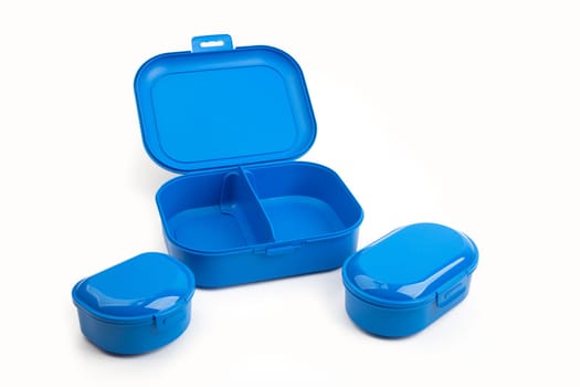 Blue Plastic Boxes isolated on white background