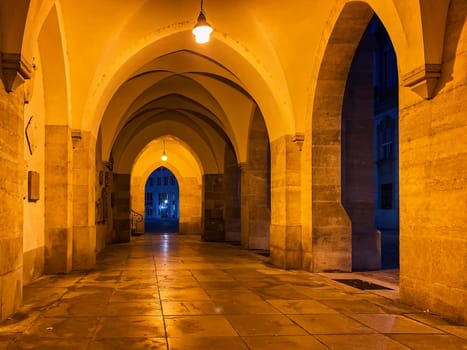 Minoritenkirche Vienna Night, historic catholic church in central Vienna