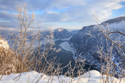 landscape in the Danube Gorges. Cazanele Mari seen from the Romanian side
