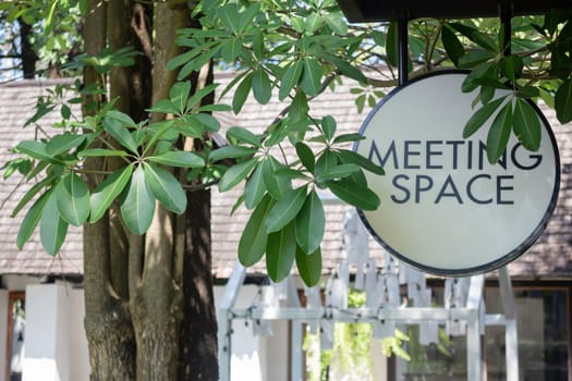 Meeting room sign direction in the resort, stock photo