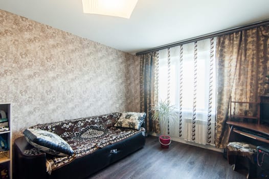 Russia, Moscow- May 29, 2019: interior room apartment. standard repair decoration in hostel