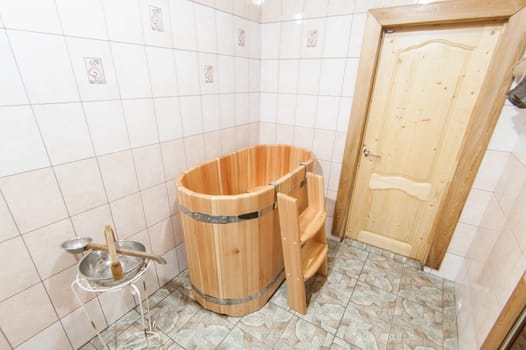 Russia, Moscow- May 29, 2019: interior room apartment. bathhouse, sauna