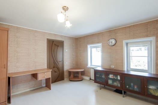 Russia, Moscow- May 29, 2019: interior room apartment. standard repair decoration in hostel