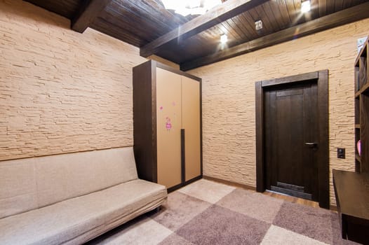 Russia, Moscow- May 29, 2019: interior room apartment. standard repair decoration in hostel
