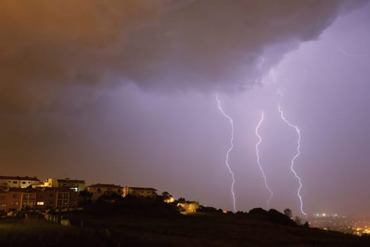 lightning bolt in the city of Braga, in the north of Portugal