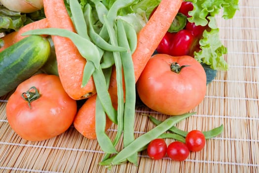 Fresh vegetables on wooden table