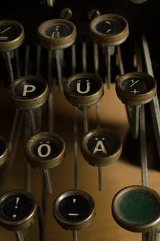Detail of an old vintage typewriter