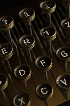Detail of an old vintage typewriter