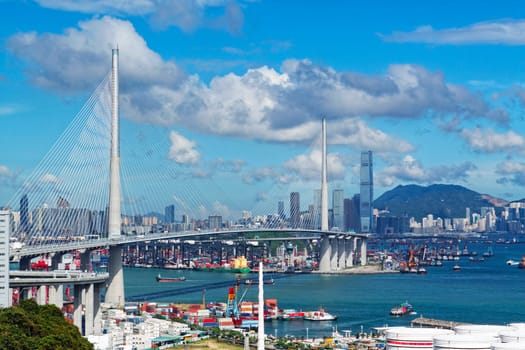 petrochemical industrial plant under blue sky, hong kong day