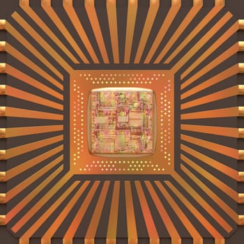 3D image concept of an expansion of the microchip's core.