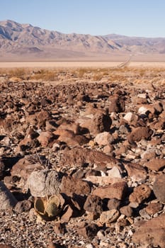 The ancient volcanic landscape in the desert southern California