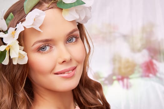 Charming woman looking at camera with smile