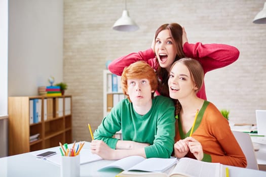 Group of students expressing their emotions