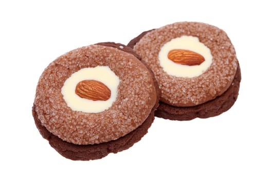 Homemade almonds cookies on white background