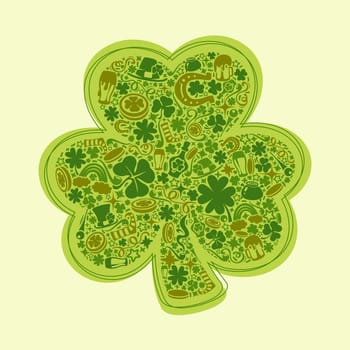 St Patrick's Days card of green objects on white background