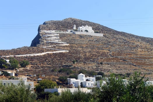 The church at the top of the island in Greece