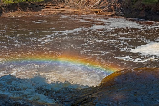 Rainbow over the Falls on the Presque Isle River in Porcupine Mountains State Park in Michigan