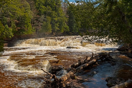 Roaring Waters in the Forest on the Presque Isle River in Porcupine Mountains State Park in Michigan