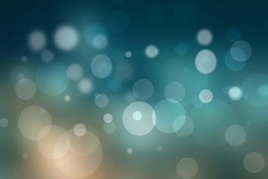 Abstract dark blue gradient turquoise background texture with glitter defocused sparkle bokeh circles and glowing circular lights. Beautiful backdrop with bokeh light effect.