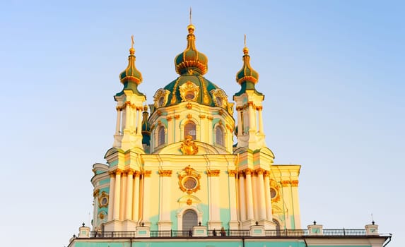 Famous St. Andrews church at sunset. Kiev, Ukraine