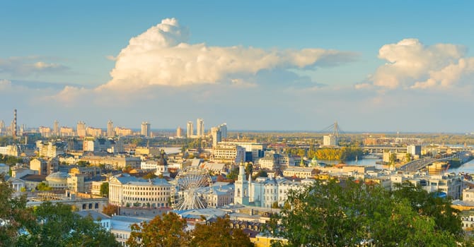 Panorama of Kiev. Podil district, aerial view