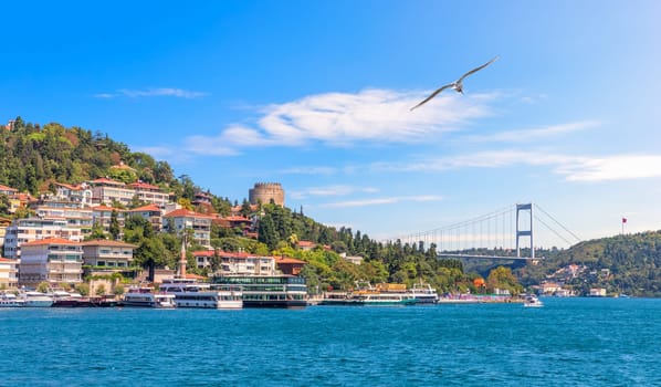 Roumeli Hissar Castle and the Fatih Sultan Mehmet Bridge, Istanbul.