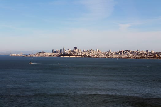 San Francisco skyline from the bay in California