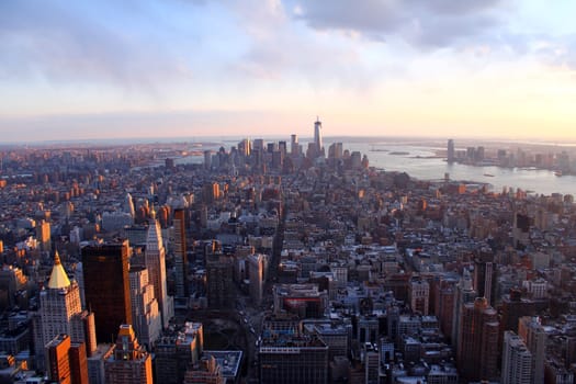 Downtown New York skyscrapers from the Empire State Building