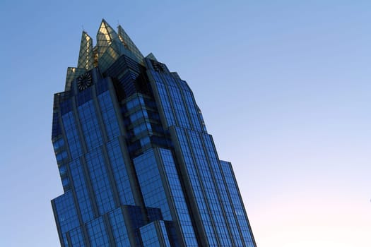 Close up of a mirror skyscraper in Texas