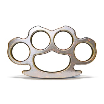 Brass knuckles 3D render illustration isolated on white background