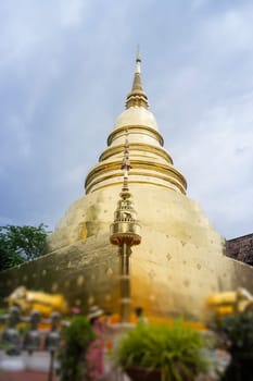 Wat Pra Singh beautiful temple in Chiang Mai, Thailand, stock photo