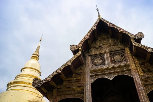 Wat Pra Singh beautiful temple in Chiang Mai, Thailand, stock photo